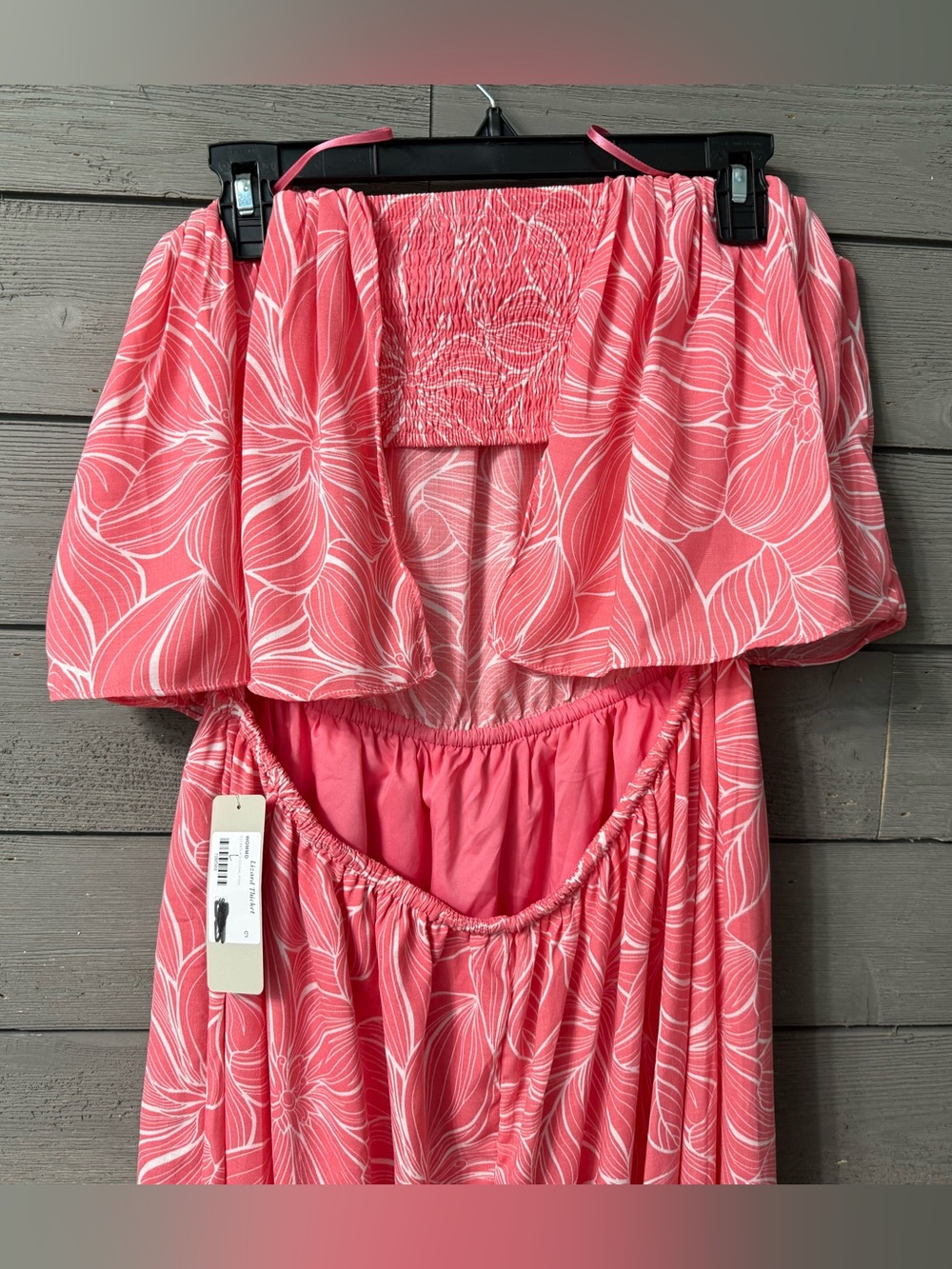 NWT Lizard Thicket C’isa Coral Pink Floral Strapless Maxi Dress Sz L Summer Fest - Picture 6 of 11